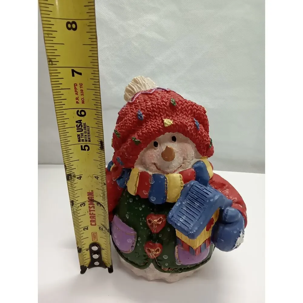 Snowman Figurine resin white‎ blue red green 7X7X5